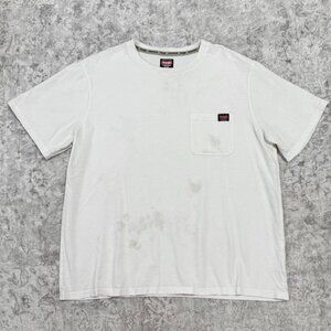 white distressed Dickies shirt pocket tee